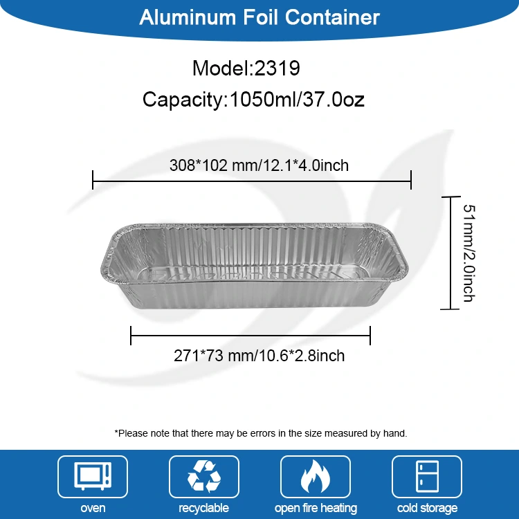 Ristkülikukujuline grill -hõbedase alumiiniumfooliumi konteinerid