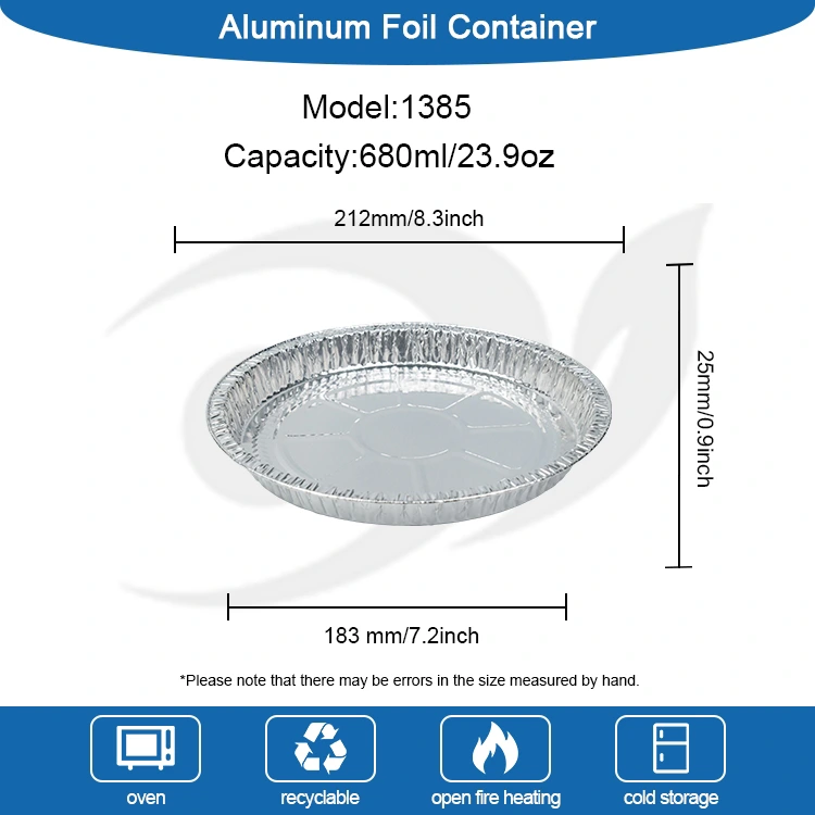 7-9 tolli pitsapann hõbedase alumiiniumfooliumi anumad