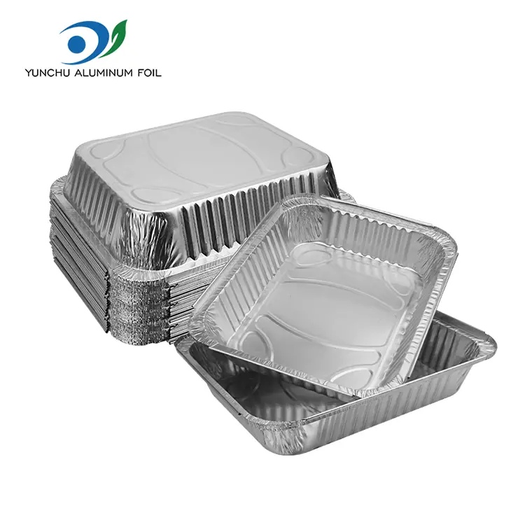 Suuremahulisuse grilliplaadid hõbedase alumiiniumfooliumi anumad Suuremahulisuse grilliplaadid hõbedase alumiiniumfooliumi anumad