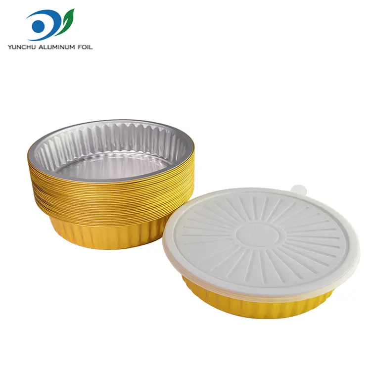Ühekordselt kasutatavad grillimisavad kuldsed ümmargused alumiiniumfooliumi anumad Ühekordselt kasutatavad grillimisavad kuldsed ümmargused alumiiniumfooliumi anumad