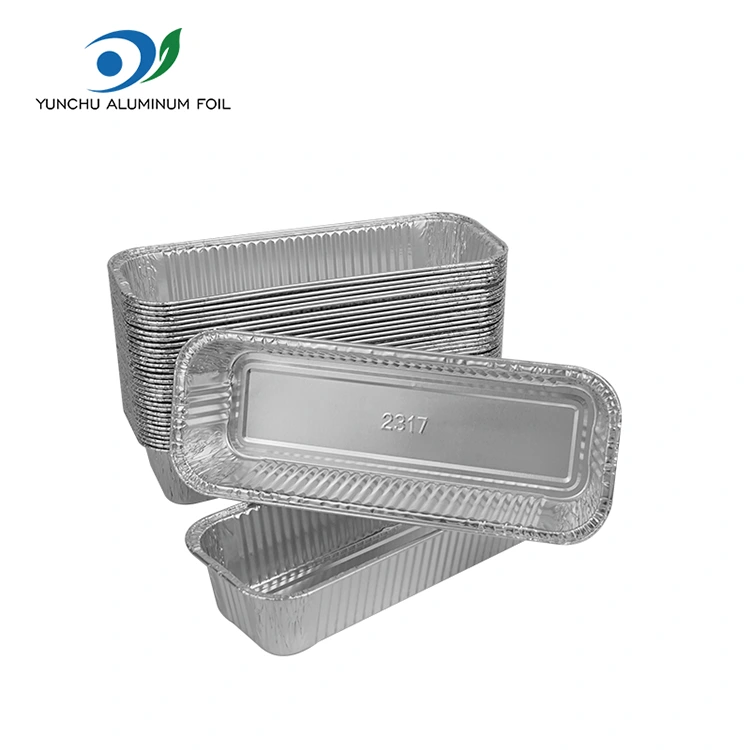 Ristkülikukujulised baguettes hõbedase alumiiniumfooliumi anumad Ristkülikukujulised baguettes hõbedase alumiiniumfooliumi anumad