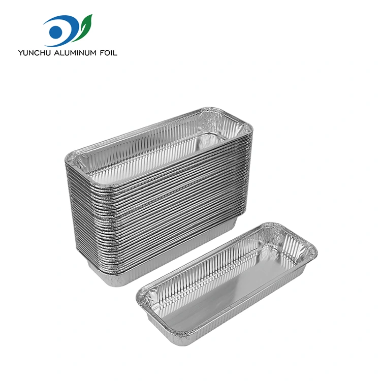 Ristkülikukujulised küpsetatud leiva hõbedase alumiiniumfooliumi anumad Ristkülikukujulised küpsetatud leiva hõbedase alumiiniumfooliumi anumad