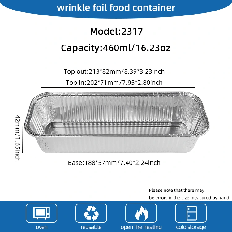 Ristkülikukujulised baguettes hõbedase alumiiniumfooliumi anumad