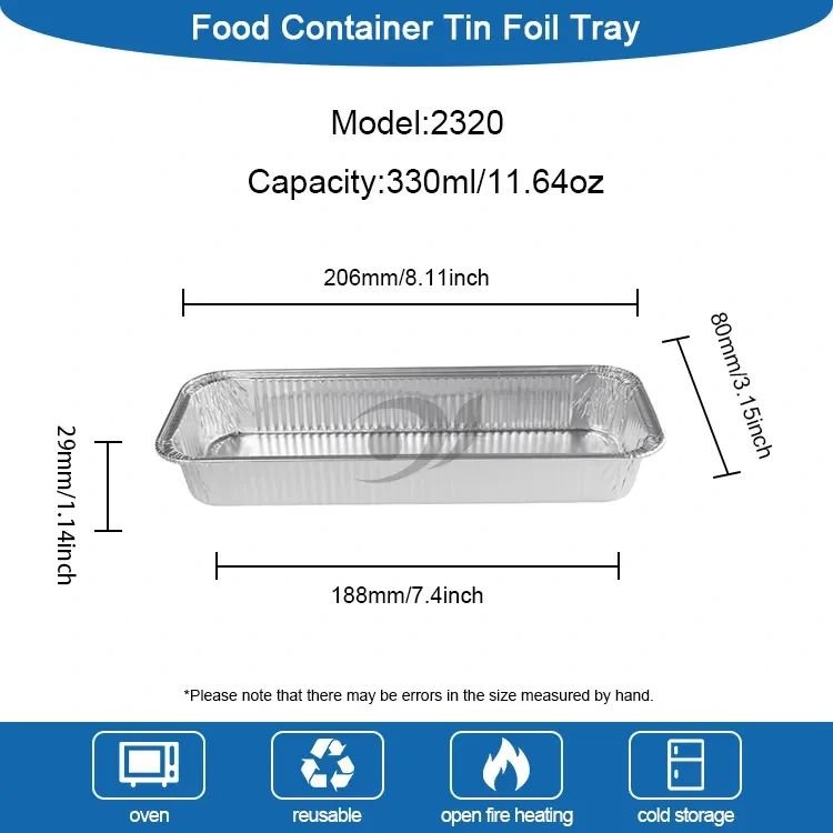 Ristkülikukujulised küpsetatud leiva hõbedase alumiiniumfooliumi anumad
