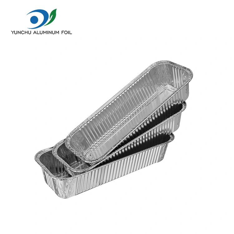 Ristkülikukujulised baguettes hõbedase alumiiniumfooliumi anumad