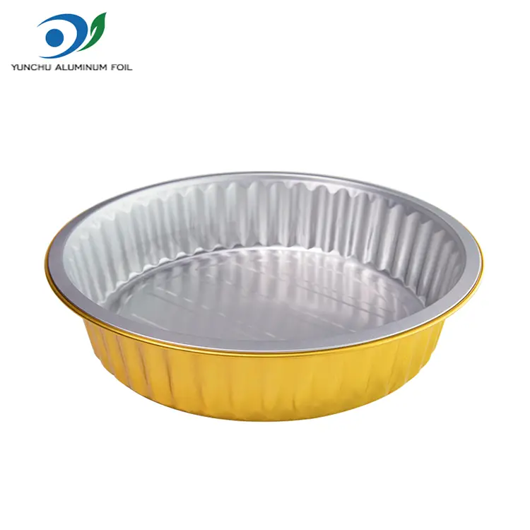 Ühekordselt kasutatavad grillimisavad kuldsed ümmargused alumiiniumfooliumi anumad