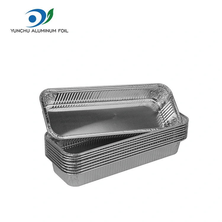 Ristkülikukujulised küpsetatud leiva hõbedase alumiiniumfooliumi anumad