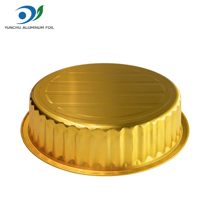 Ühekordselt kasutatavad grillimisavad kuldsed ümmargused alumiiniumfooliumi anumad