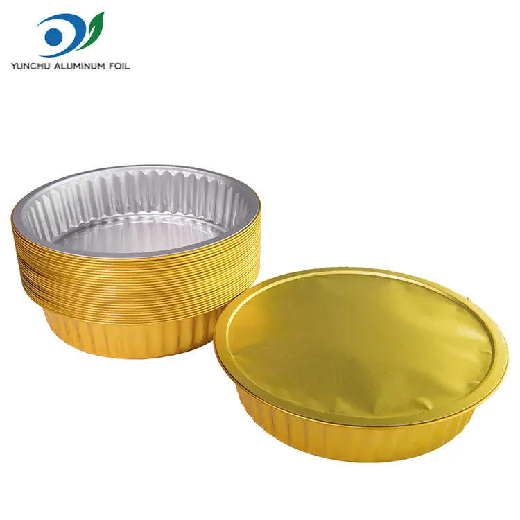 Ühekordselt kasutatavad grillimisavad kuldsed ümmargused alumiiniumfooliumi anumad
