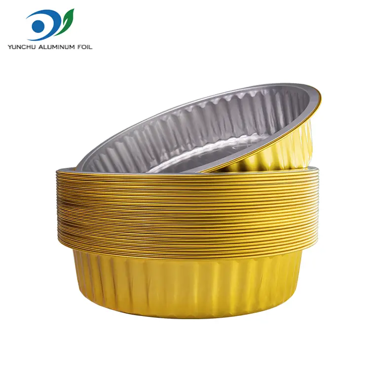 Ühekordselt kasutatavad grillimisavad kuldsed ümmargused alumiiniumfooliumi anumad