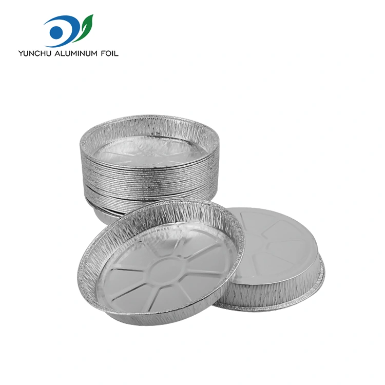 7 -tolline kortsus pitsapann hõbedase alumiiniumfooliumi anumad