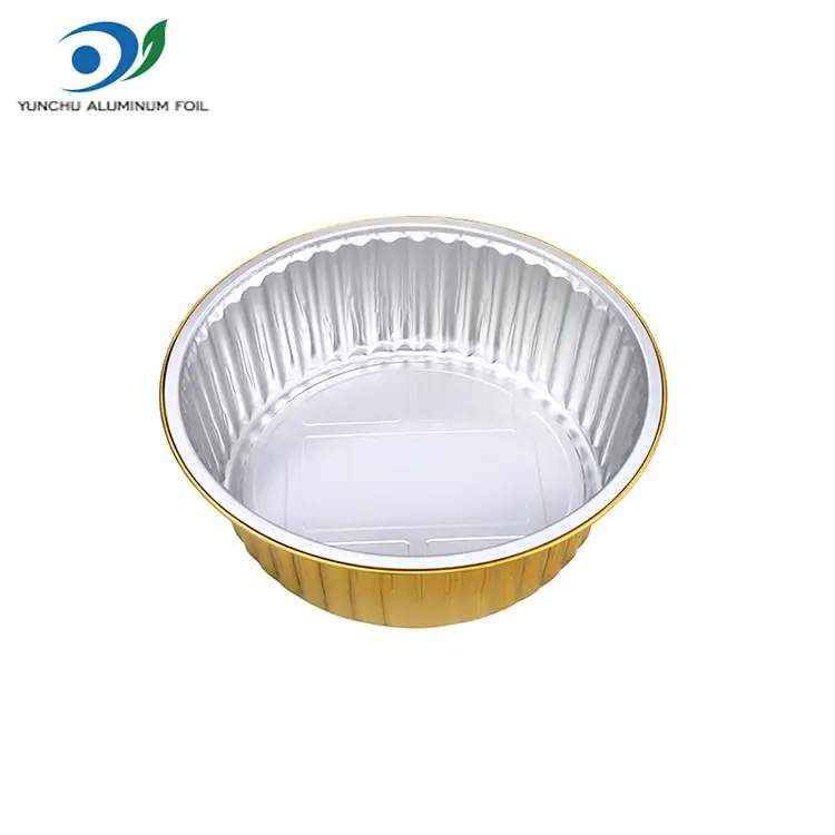Ühekordselt kasutatavad grillimisavad kuldsed ümmargused alumiiniumfooliumi anumad