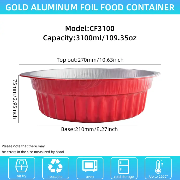 Ühekordselt kasutatavad kuumad potid ja pannid punased alumiiniumfooliumi anumad