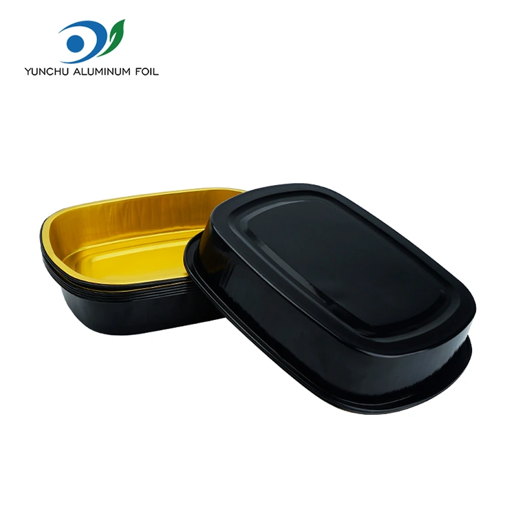 Ühekordselt kasutatav must kuldne toitlustus ristkülikukujulised alumiiniumfooliumi anumad