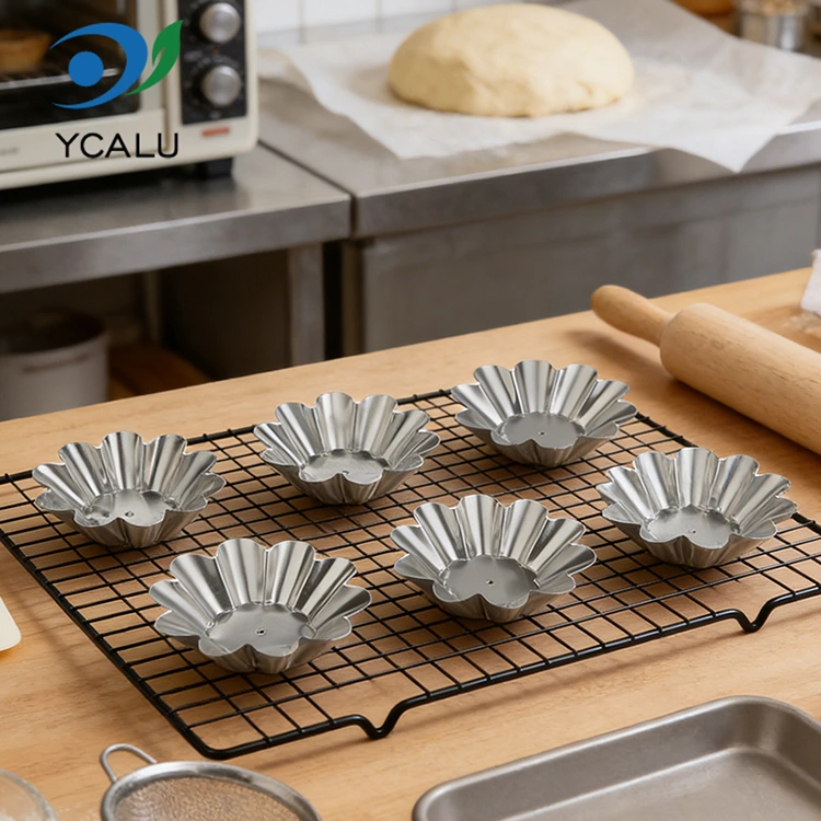 Ühekordselt kasutatavad krüsanteemimunakortikandik hõbedane alumiiniumfooliumist toidukonteinerid