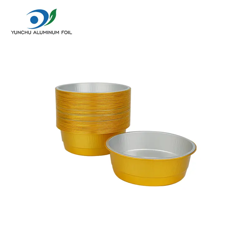 Ühekordselt kasutatavad kuldsed ümmargused alumiiniumfooliumi anumad