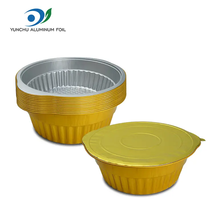 Ühekordselt kasutatavad kuuma poti kuldsed ümmargused alumiiniumfooliumi anumad