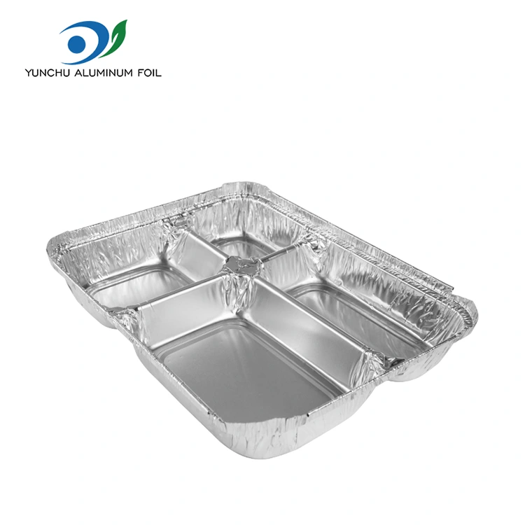 Ühekordselt kasutatav mitme sektsiooniga kiirtoidu hõbeda alumiiniumfooliumi anumad