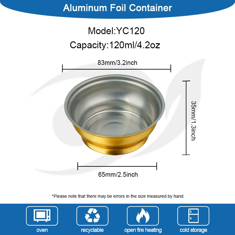 Ühendatav ümmargune kast väike kuldse kausi alumiiniumfooliumi konteinerid
