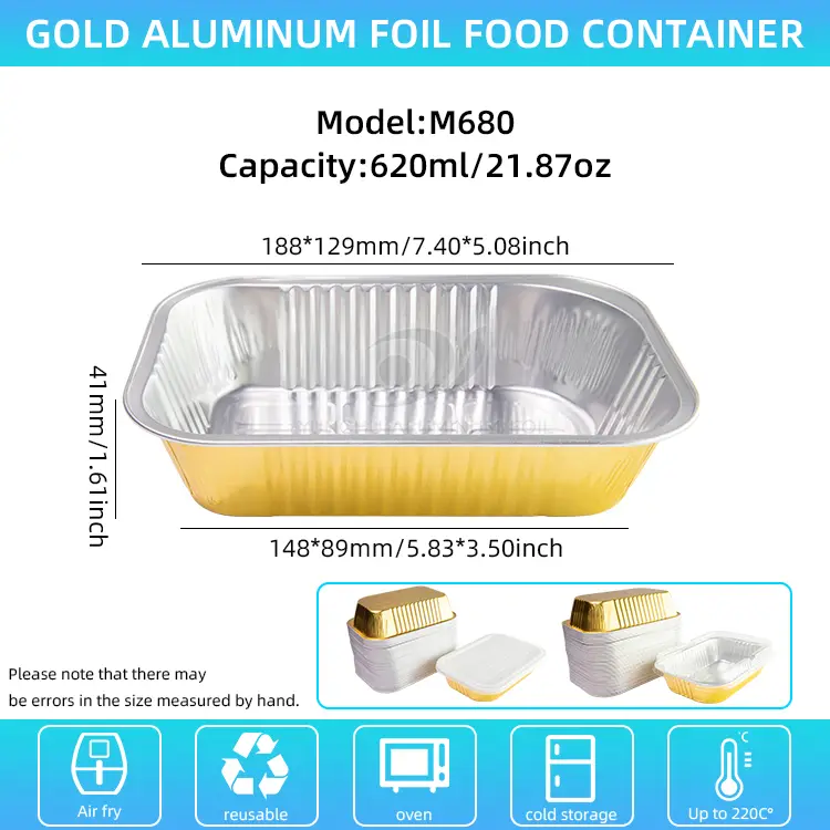 Ühekordselt kasutatavad paksendatud toidukvaliteediga alumiiniumfooliumi anumad