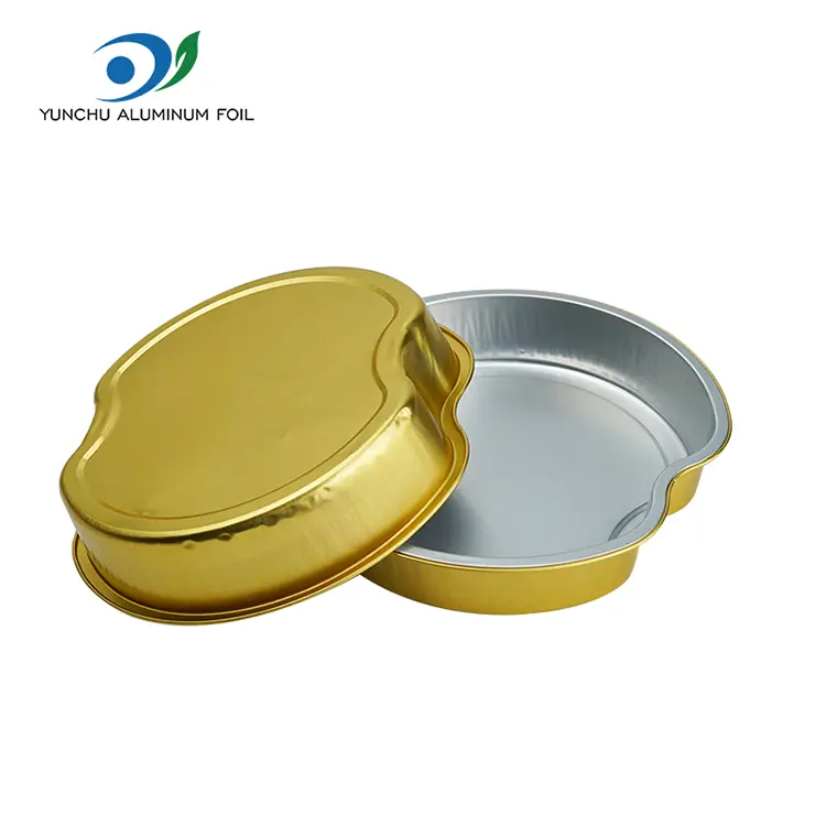 Kullatasemega söögikohad ümmargused alumiiniumfooliumi anumad