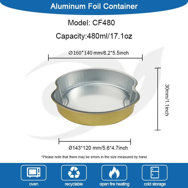 Kullatasemega söögikohad ümmargused alumiiniumfooliumi anumad