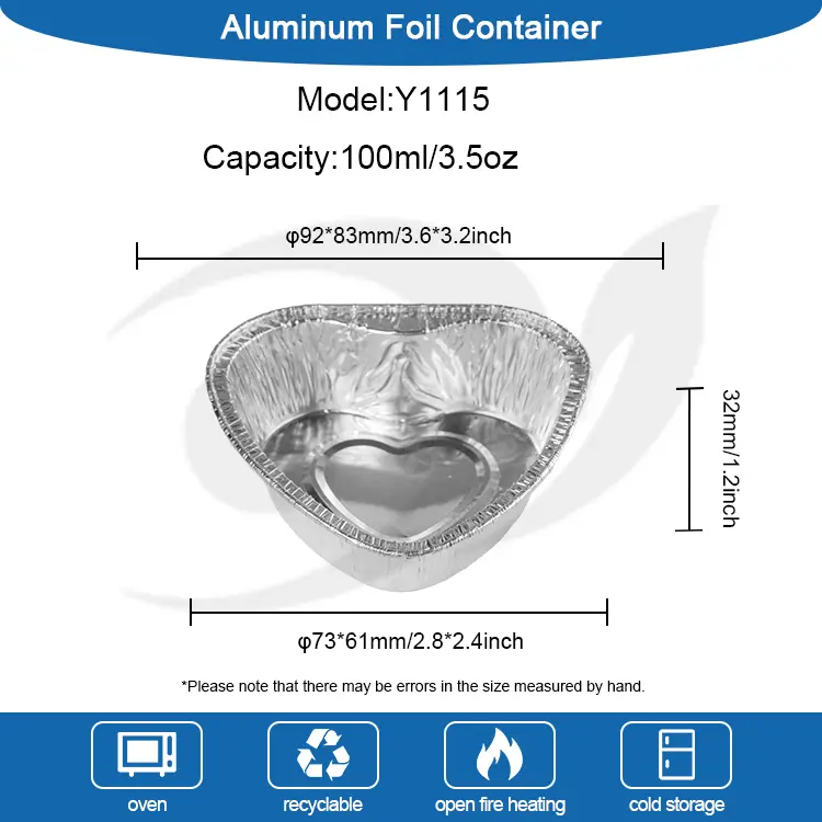 Südamekujuline koogiõhu praehõbe alumiiniumfooliummahutid