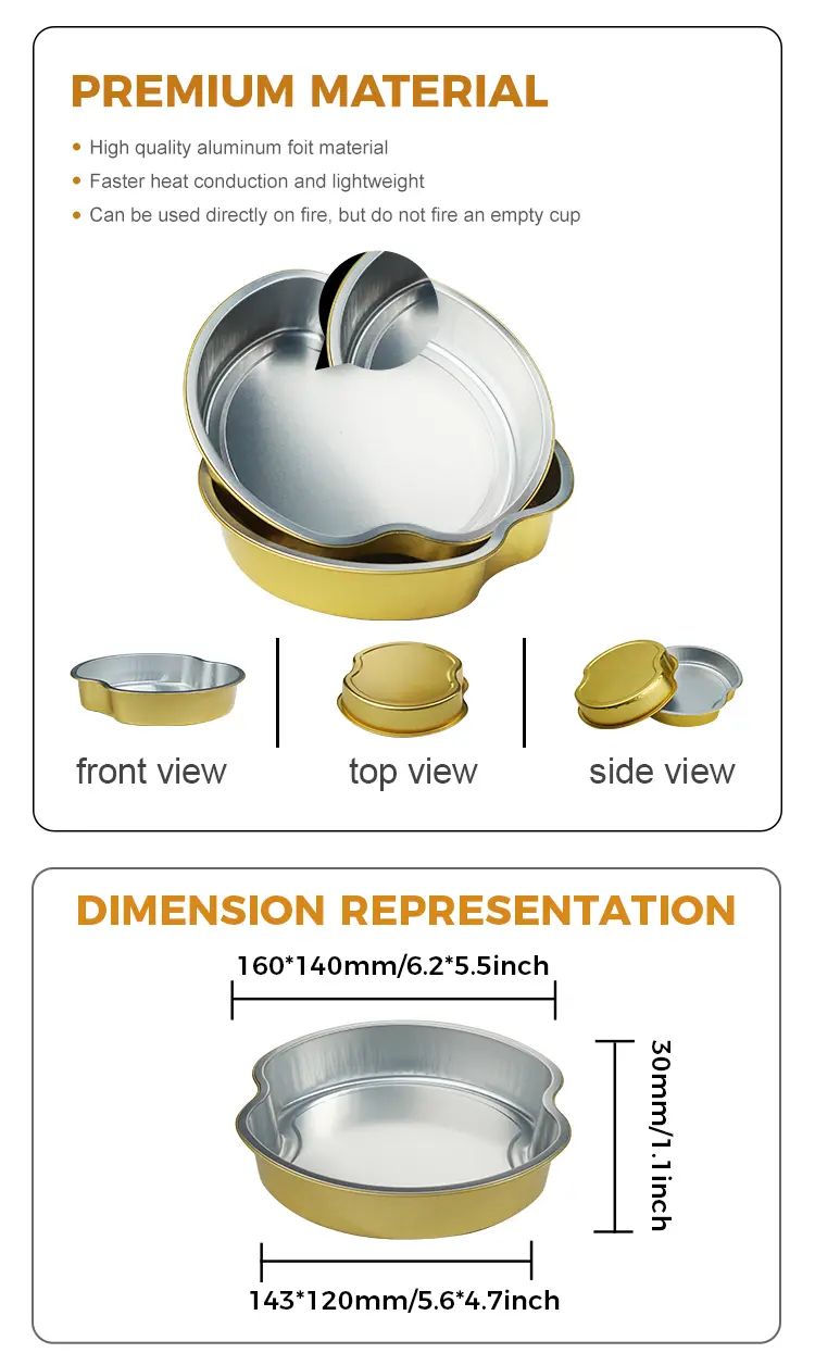 Gold tiered dining Round Aluminum Foil Containers