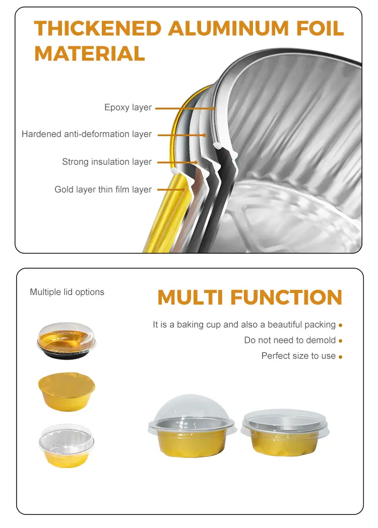 Round baking molds Smoothwall Aluminum Foil Containers