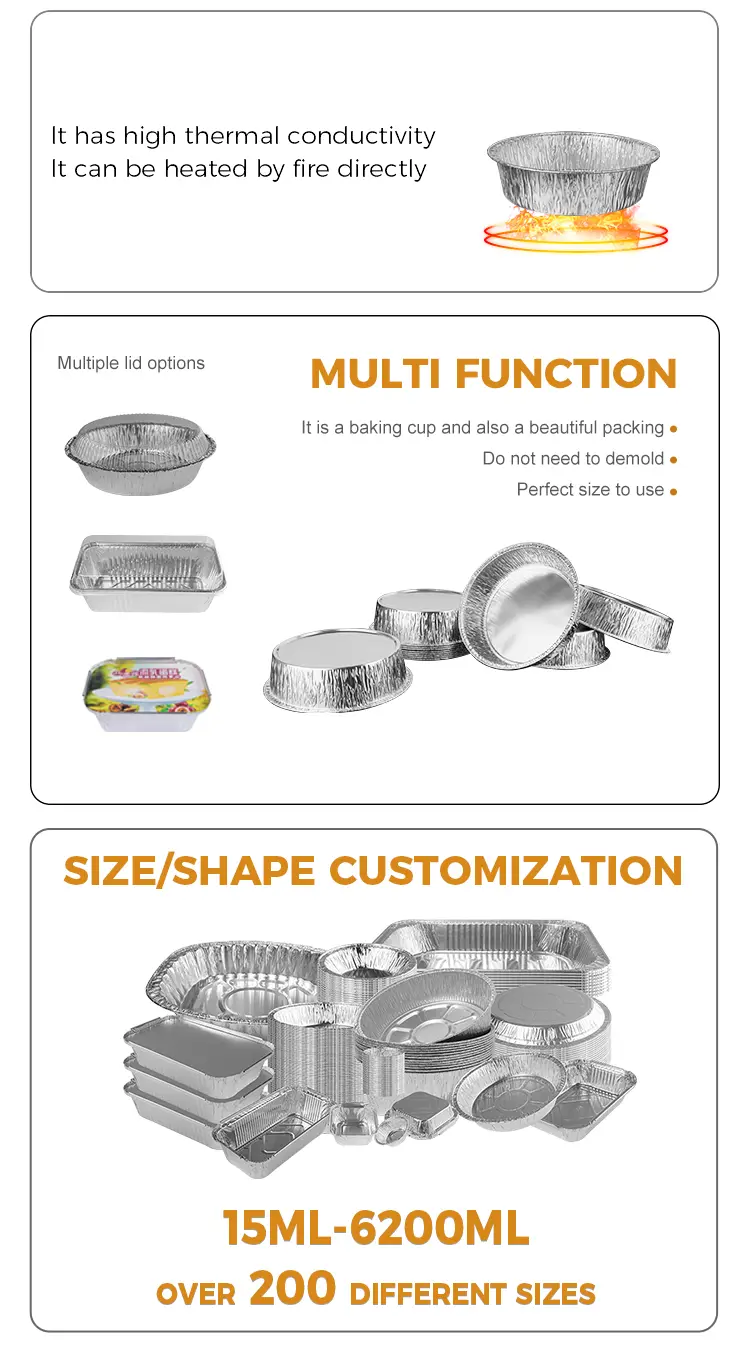 Round air fryer Silver Aluminum Foil Containers