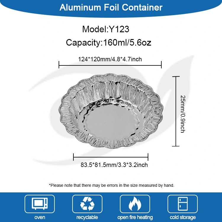 Pits -ümmargune küpsetuskook hõbeda alumiiniumfooliumi anumad