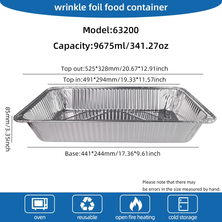 Suur mahutavusega õues küpsetusplaat hõbedase alumiiniumfooliumi anumad