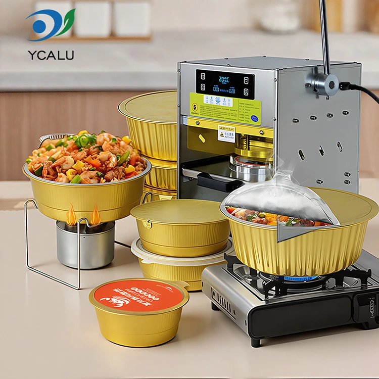 Käsitsi kuumsulgemismasin kuldse alumiiniumfooliumiga konteineritega