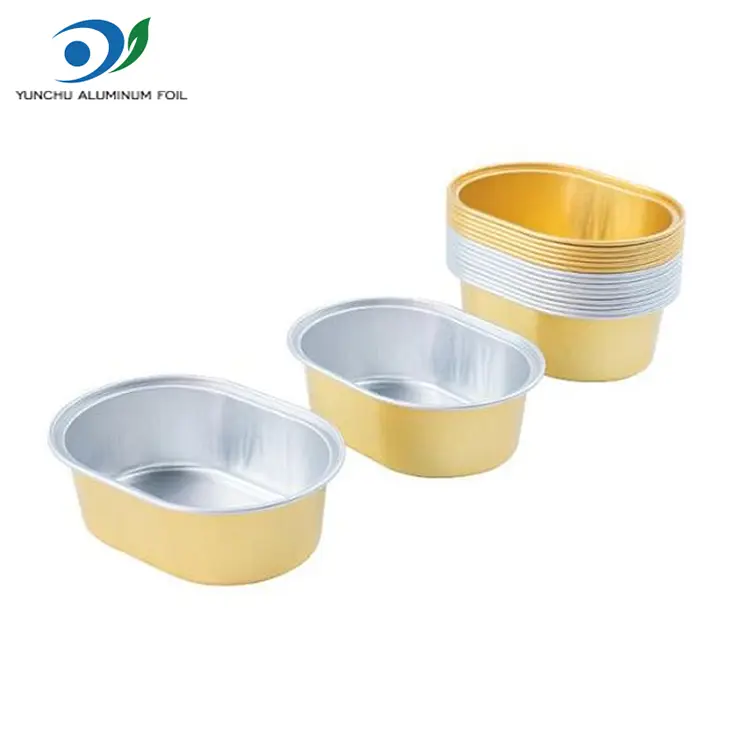 Ovaalsed heledaseinalised alumiiniumfooliumist anumad