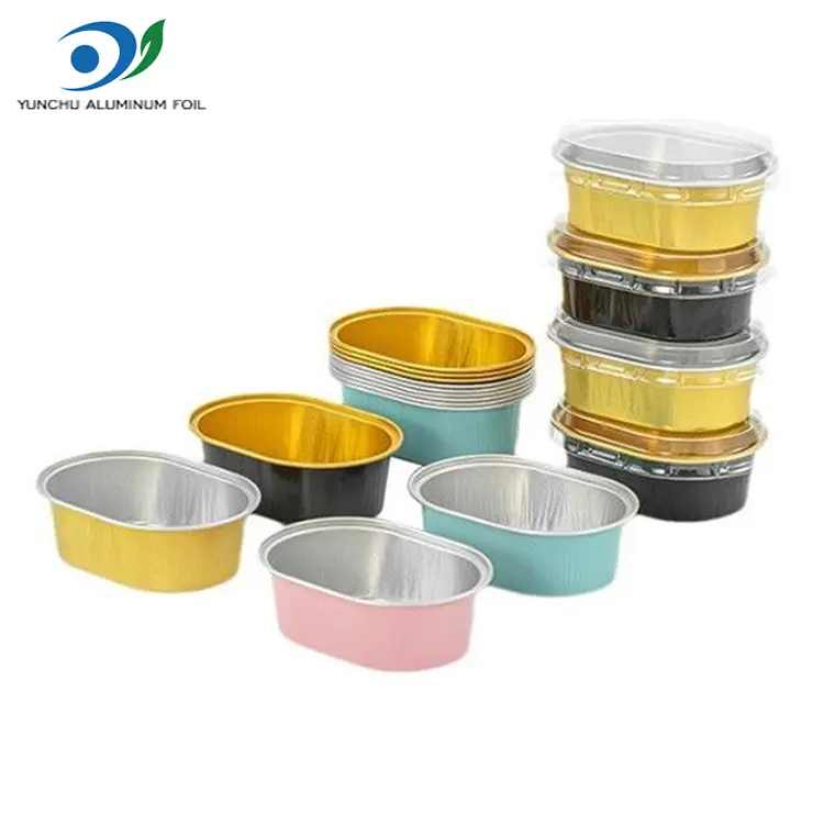 Ovaalsed heledaseinalised alumiiniumfooliumist anumad