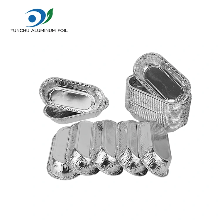 Ovaalne röst hõbeda alumiiniumfooliumi toidumahuti Ovaalne röst hõbeda alumiiniumfooliumi toidumahuti