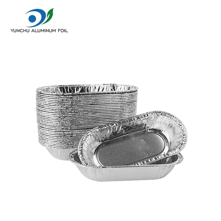 Ovaalne röst hõbeda alumiiniumfooliumi toidumahuti