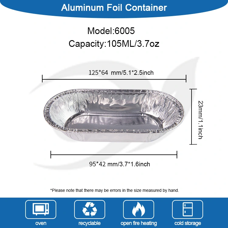 Ovaalne röst hõbeda alumiiniumfooliumi toidumahuti
