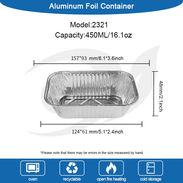 Ristkülikukujuline praepann Grill Hõbe alumiiniumfooliumi anumad