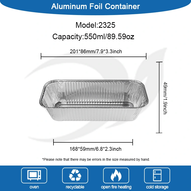 Ristkülikukujuline praepannirii hõbedase alumiiniumfooliumi anumad