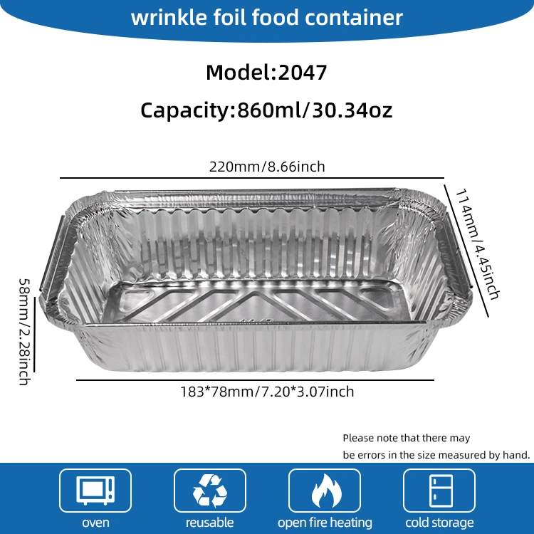 Ristkülikukujuline grilli paksendatud hõbeda alumiiniumfooliumi anumad