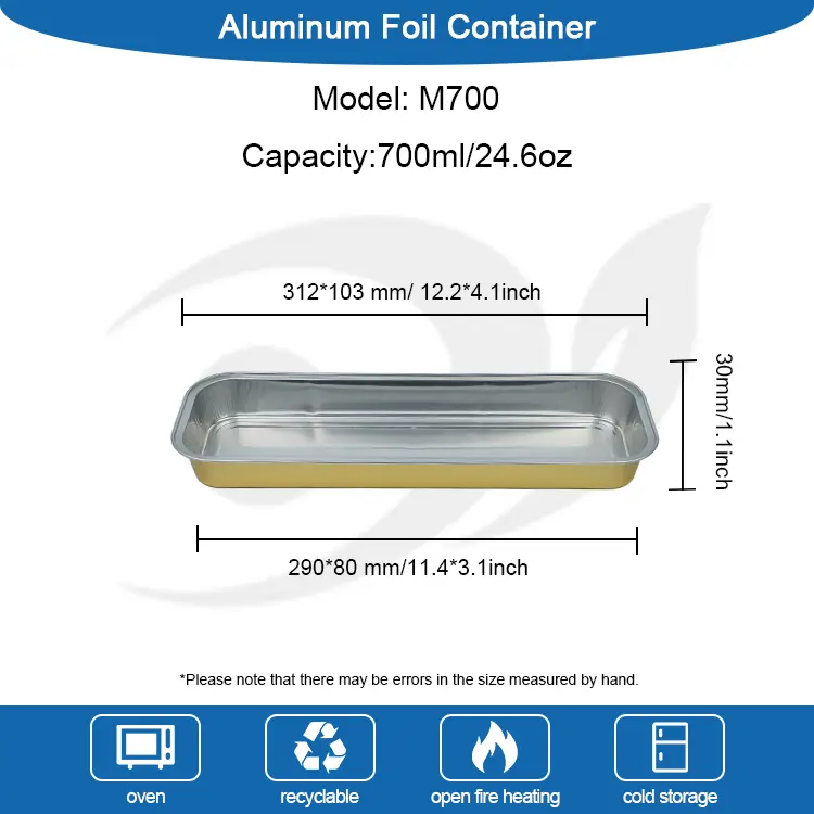 Ristkülikukujuline sile seina alumiiniumfooliumi anumad