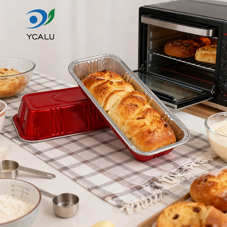 Ristkülikukujulised punased pagariäri toitlustus Hõbedased alumiiniumfooliumist konteinerid