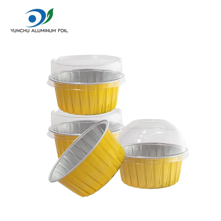 Ümmargused küpsetatud koogid sileda seina alumiiniumfooliumi anumad