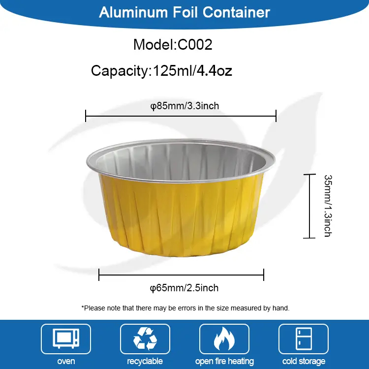 Ümmargused küpsetatud koogid sileda seina alumiiniumfooliumi anumad
