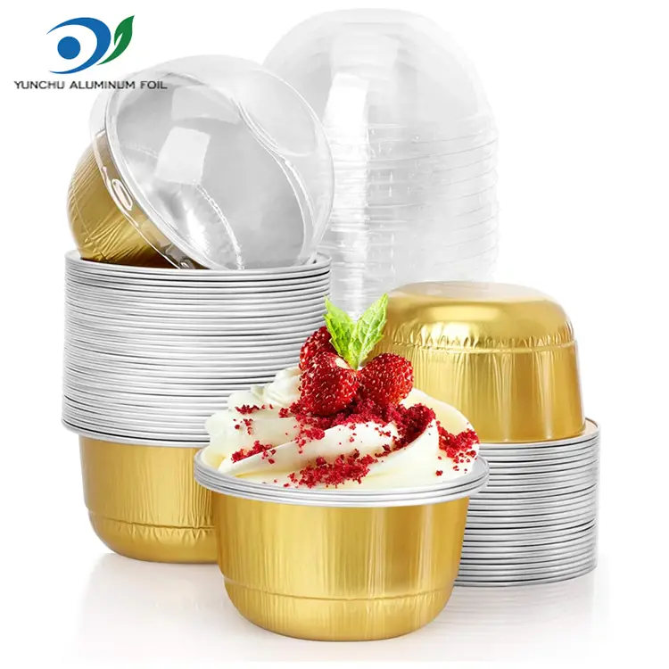 Kuldne alumiiniumfooliumist magustoidutass – 150 ml kuplikujuline