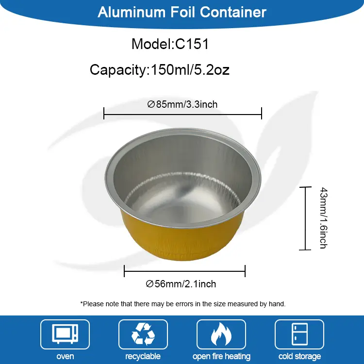 Kuldne alumiiniumfooliumist magustoidutass – 150 ml kuplikujuline