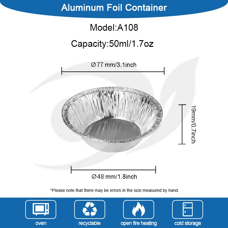 Ümar munaharu suupistete jaoks hõbedase alumiiniumfooliumi toidumahuti