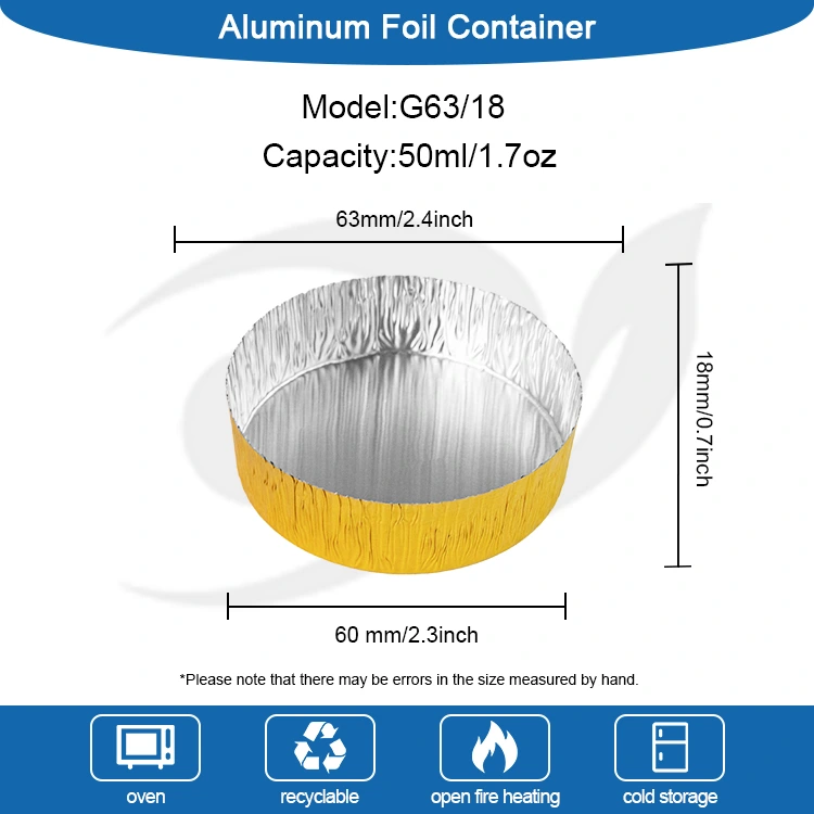 Ümar väike küpsetus hõbedase alumiiniumfooliumi toidumahuti