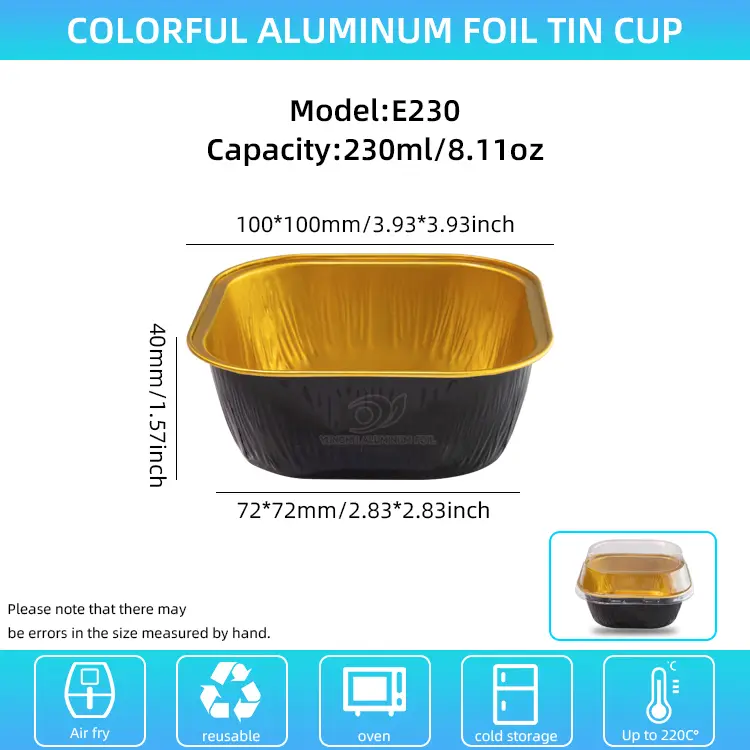 Ruutvärvi küpsetamine sile seina alumiiniumfooliumi anumad